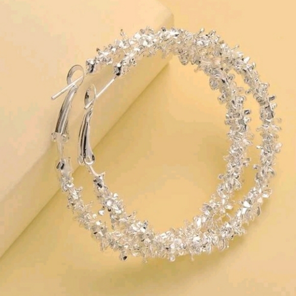 2 Pairs Metallic Hoop Earrings - Picture 2 of 3